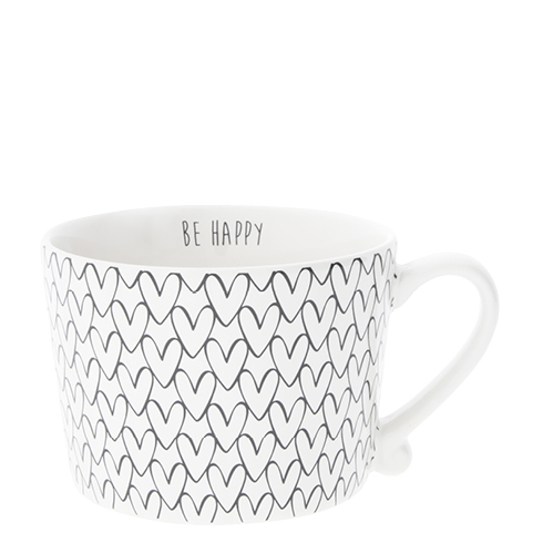 Bastion Collections Cup White heart Pattern in Black