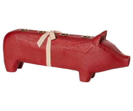 Maileg Wooden pig, Large - Red
